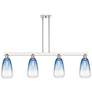 Brookhaven Almond 48"W 4-Lt Nickel Stem Island-Lt w/ Sapphire Shade