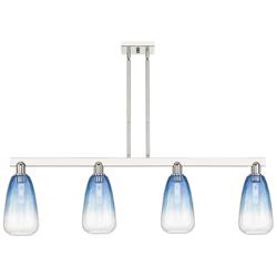 Brookhaven Almond 48"W 4-Lt Nickel Stem Island-Lt w/ Sapphire Shade