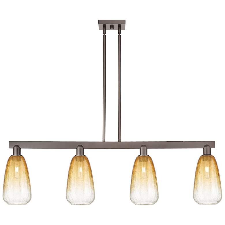 Image 1 Brookhaven Almond 48"W 4-Lt Oil Rubbed Bronze Stem Island-Lt w/ Amber Shade