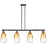 Brookhaven Almond 48"W 4-Lt Oil Rubbed Bronze Stem Island-Lt w/ Amber Shade