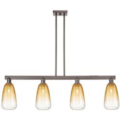 Brookhaven Almond 48"W 4-Lt Oil Rubbed Bronze Stem Island-Lt w/ Amber Shade