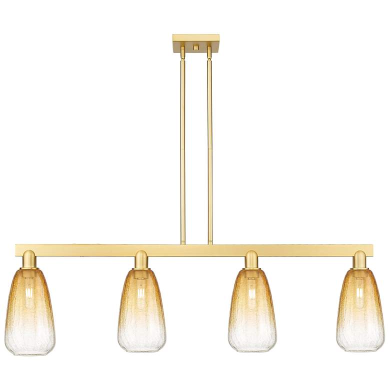 Image 1 Brookhaven Almond 48"W 4-Lt Satin Gold Stem Island-Lt w/ Amber Shade