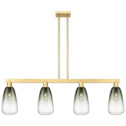 Brookhaven Almond 48"W 4-Lt Satin Gold Stem Island-Lt w/ Slate Shade