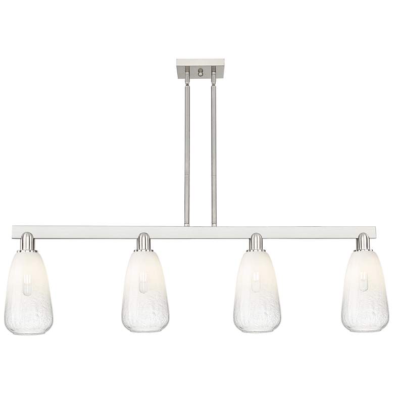 Image 1 Brookhaven Almond 48"W 4-Lt Satin Nickel Stem Island-Lt w/ Opal Shade