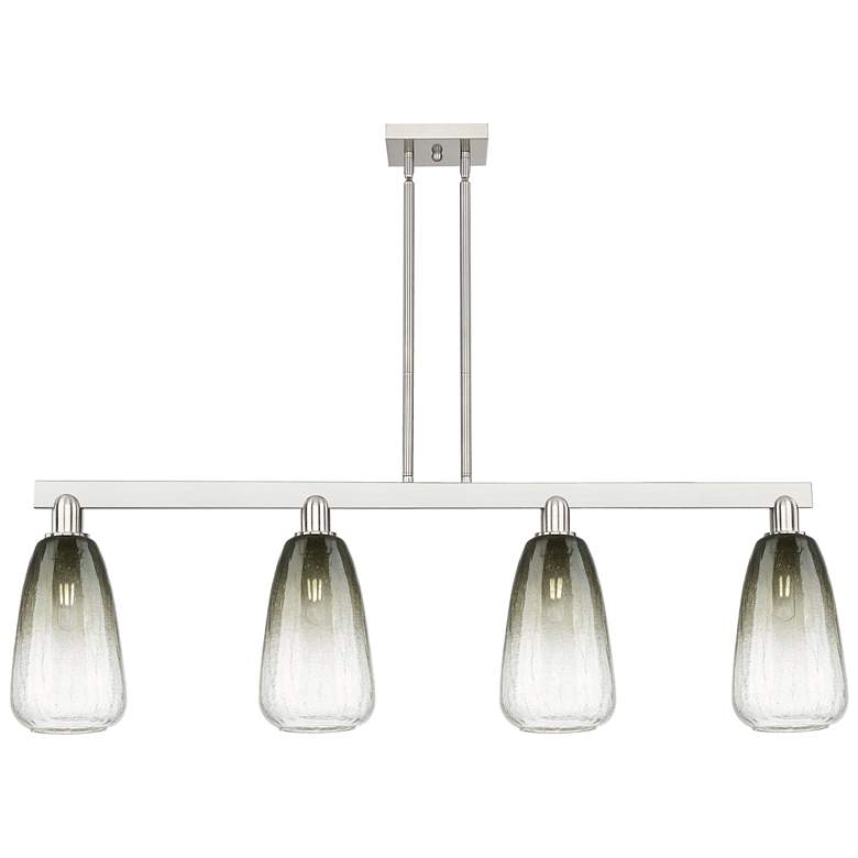 Image 1 Brookhaven Almond 48"W 4-Lt Satin Nickel Stem Island-Lt w/ Slate Shade