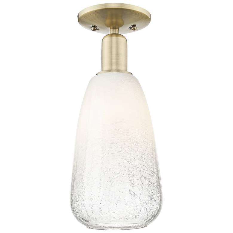 Image 1 Brookhaven Almond 6"W Antique Brass Semi-Flush Mount With Opal Shade