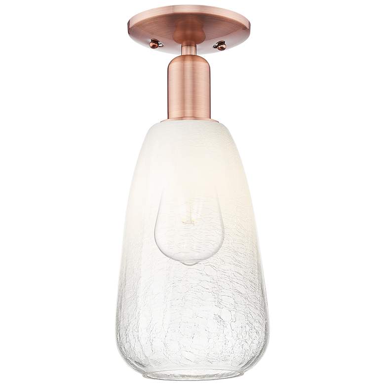 Image 1 Brookhaven Almond 6"W Antique Copper Semi-Flush Mount With Opal Shade
