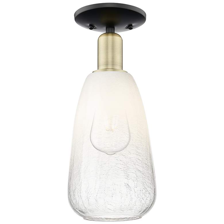 Image 1 Brookhaven Almond 6"W Black Antique Brass Semi-Flush With Opal Shade