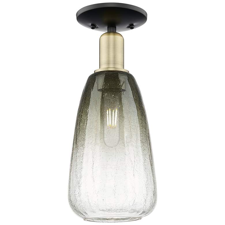 Image 1 Brookhaven Almond 6"W Black Antique Brass Semi-Flush With Slate Shade