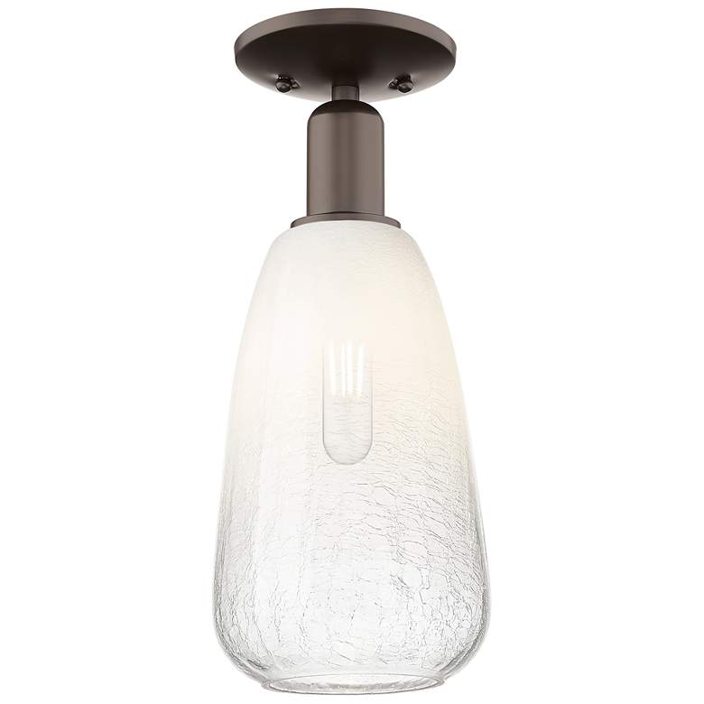 Image 1 Brookhaven Almond 6"W Oil Rubbed Bronze Semi-Flush With Opal Shade