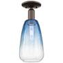 Brookhaven Almond 6"W Oil Rubbed Bronze Semi-Flush With Sapphire Shade