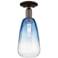 Brookhaven Almond 6"W Oil Rubbed Bronze Semi-Flush With Sapphire Shade