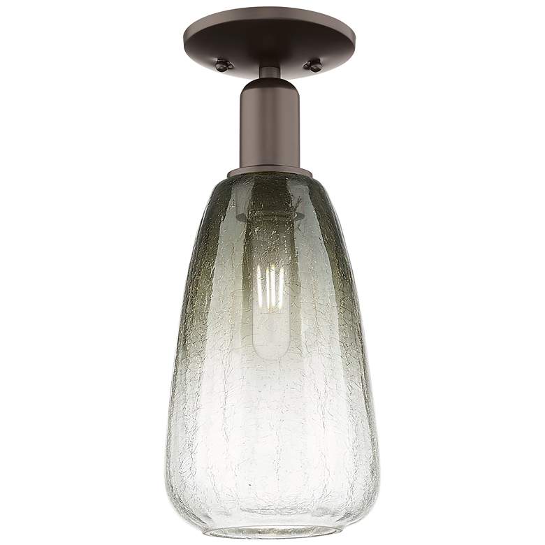 Image 1 Brookhaven Almond 6"W Oil Rubbed Bronze Semi-Flush With Slate Shade