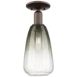 Brookhaven Almond 6"W Oil Rubbed Bronze Semi-Flush With Slate Shade