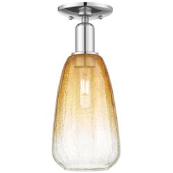 Brookhaven Almond 6"W Polished Chrome Semi-Flush Mount With Amber Shade