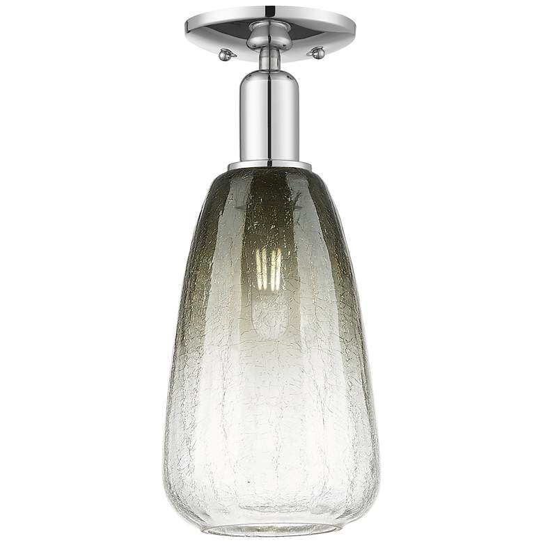 Image 1 Brookhaven Almond 6"W Polished Chrome Semi-Flush Mount With Slate Shade