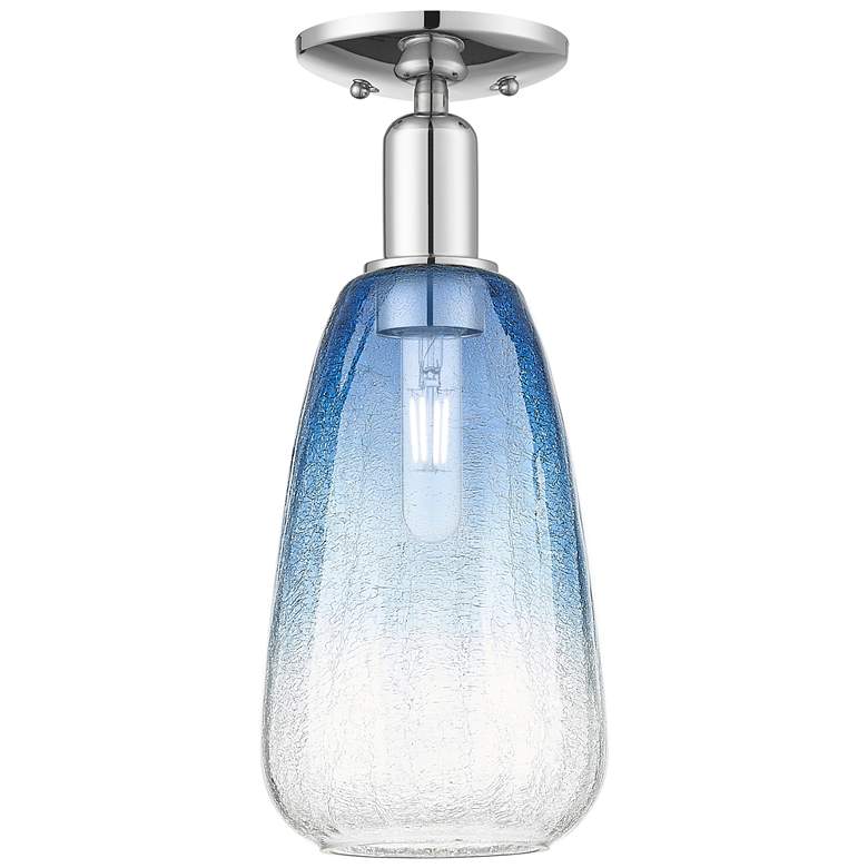 Image 1 Brookhaven Almond 6"W Polished Chrome Semi-Flush With Sapphire Shade