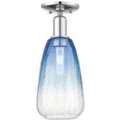 Brookhaven Almond 6"W Polished Chrome Semi-Flush With Sapphire Shade