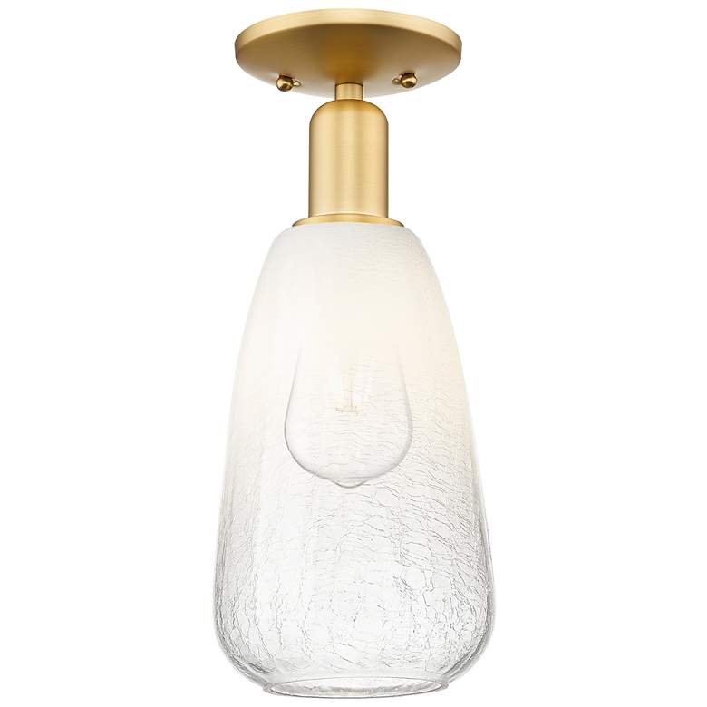 Image 1 Brookhaven Almond 6" Wide Satin Gold Semi-Flush Mount With Opal Shade