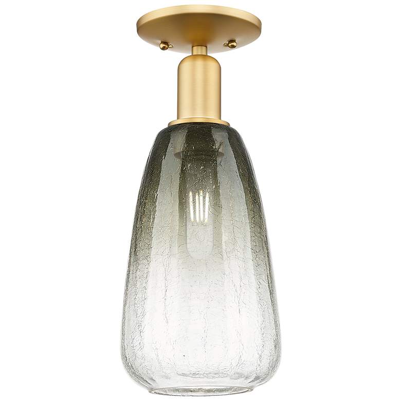 Image 1 Brookhaven Almond 6" Wide Satin Gold Semi-Flush Mount With Slate Shade