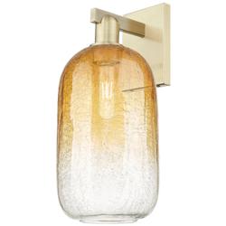 Brookhaven Cloche 16.75"H Antique Brass Wall Sconce With Amber Shade