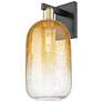1_Brookhaven Cloche 16.75"H Black Brass Wall Sconce With Amber Shade