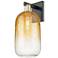 Brookhaven Cloche 16.75"H Black Brass Wall Sconce With Amber Shade