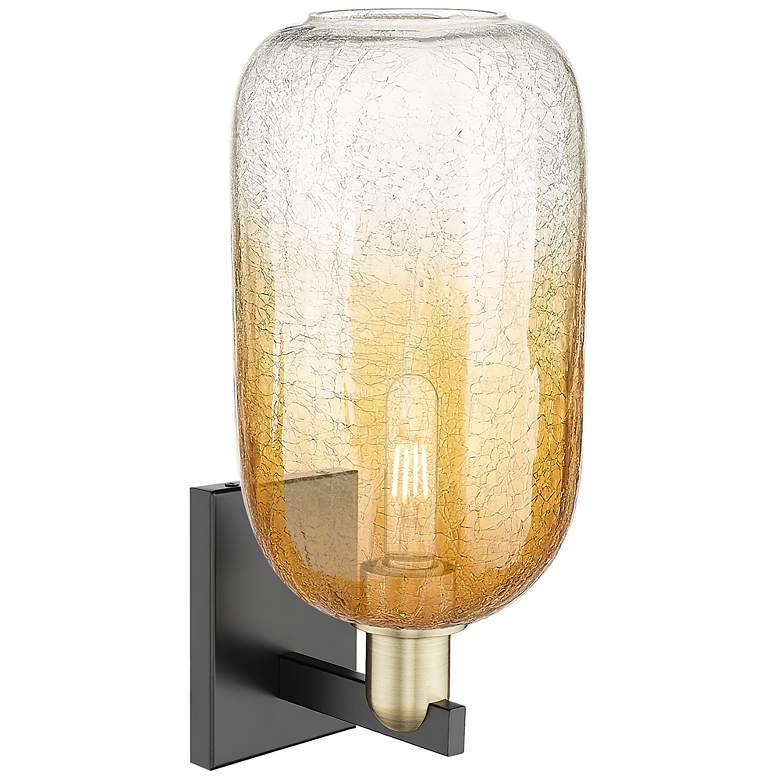 Image 2 Brookhaven Cloche 16.75"H Black Brass Wall Sconce With Amber Shade more views