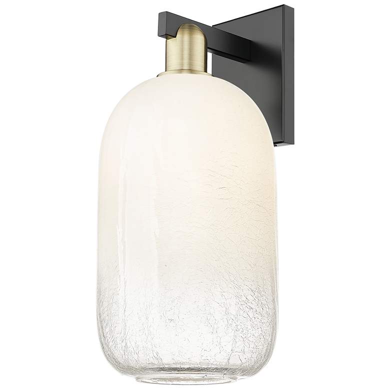 Image 1 Brookhaven Cloche 16.75"H Black Brass Wall Sconce With Opal Shade