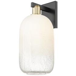 Brookhaven Cloche 16.75"H Black Brass Wall Sconce With Opal Shade