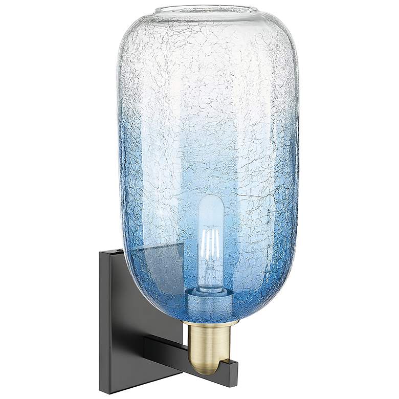 Image 2 Brookhaven Cloche 16.75"H Black Brass Wall Sconce With Sapphire Shade more views