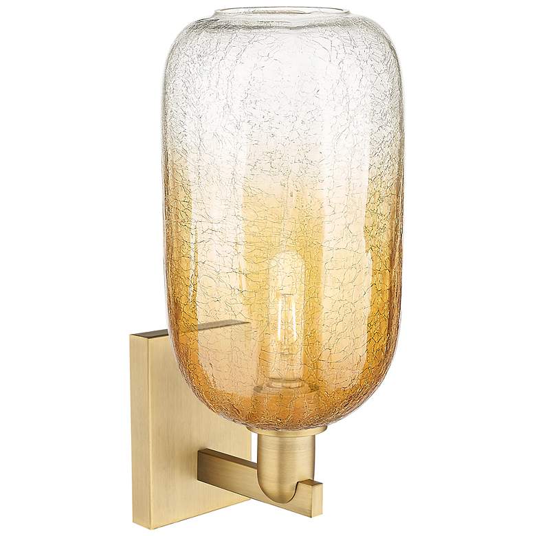 Image 2 Brookhaven Cloche 16.75"H Brushed Brass Wall Sconce With Amber Shade more views