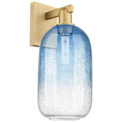 Brookhaven Cloche 16.75"H Brushed Brass Wall Sconce With Sapphire Shade