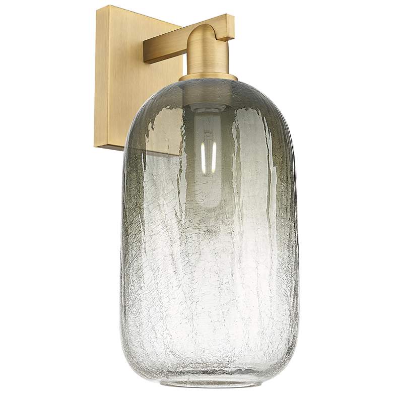 Image 1 Brookhaven Cloche 16.75"H Brushed Brass Wall Sconce With Slate Shade