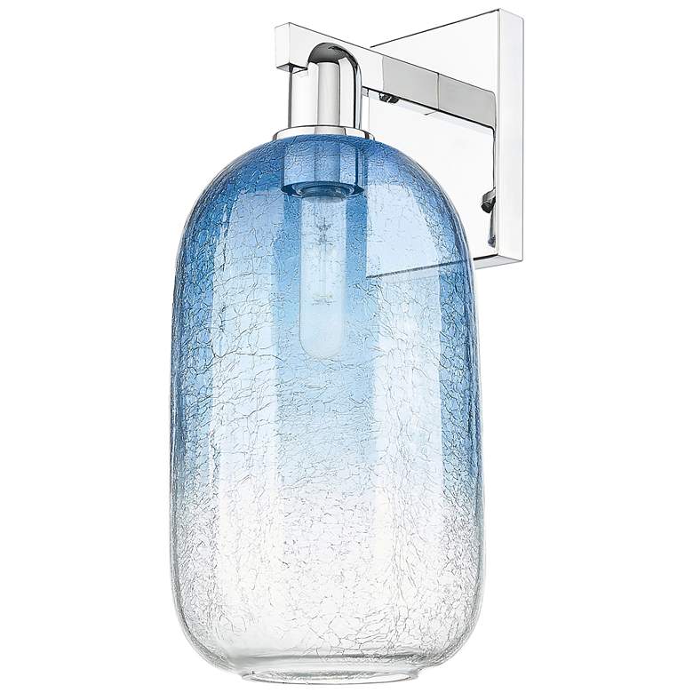 Image 1 Brookhaven Cloche 16.75"H Chrome Wall Sconce With Sapphire Shade