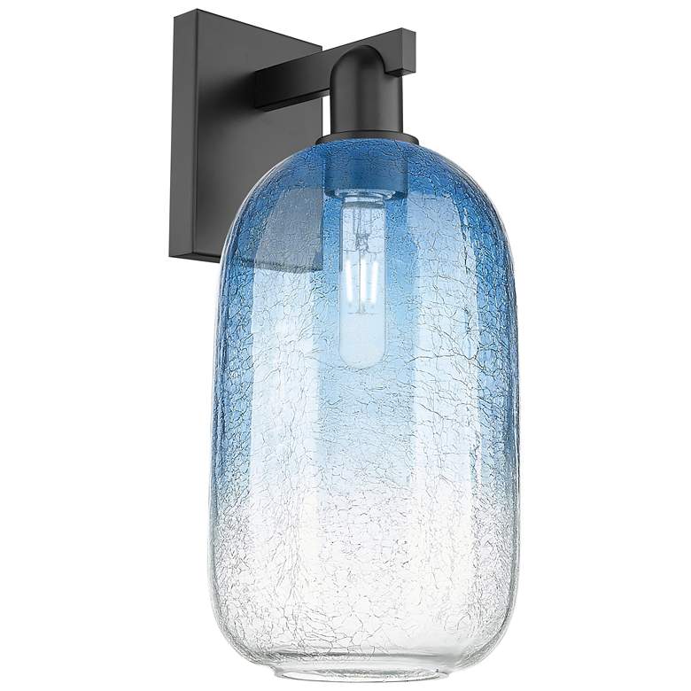 Image 1 Brookhaven Cloche 16.75"H Matte Black Wall Sconce With Sapphire Shade