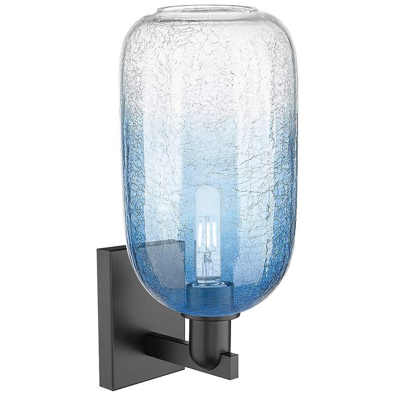 Image 2 Brookhaven Cloche 16.75"H Matte Black Wall Sconce With Sapphire Shade more views