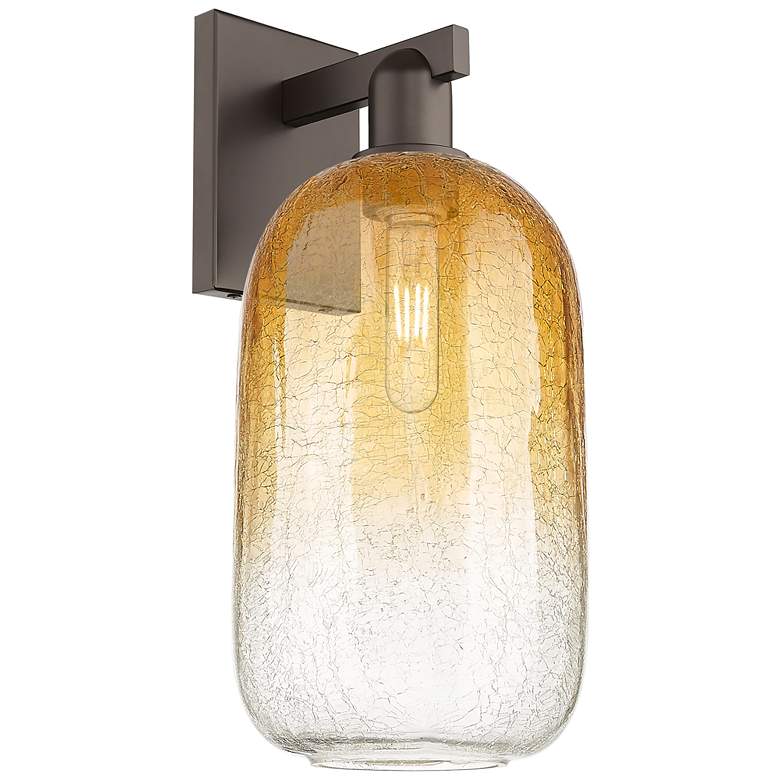 Image 1 Brookhaven Cloche 16.75"H Oil Rubbed Bronze Wall Sconce w/ Amber Shade