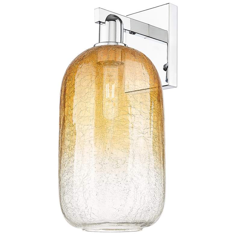 Image 1 Brookhaven Cloche 16.75"H Polished Chrome Wall Sconce With Amber Shade