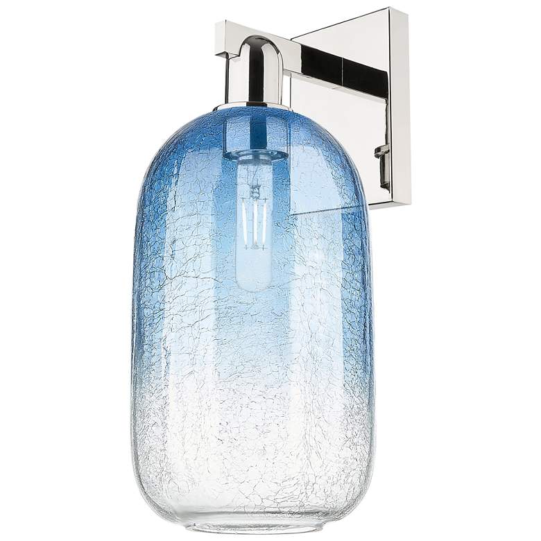 Image 1 Brookhaven Cloche 16.75"H Polished Nickel Wall Sconce w/ Sapphire Shade