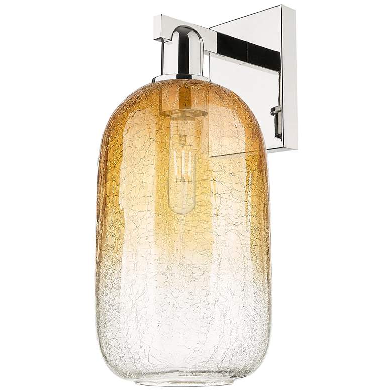 Image 1 Brookhaven Cloche 16.75"H Polished Nickel Wall Sconce With Amber Shade