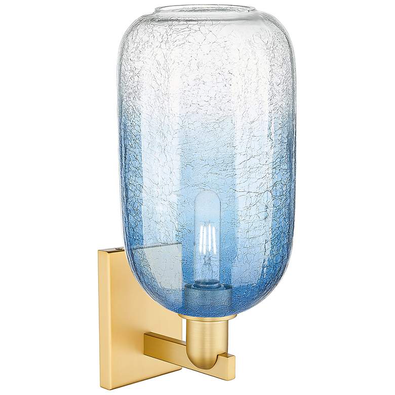 Image 2 Brookhaven Cloche 16.75"H Satin Gold Wall Sconce With Sapphire Shade more views