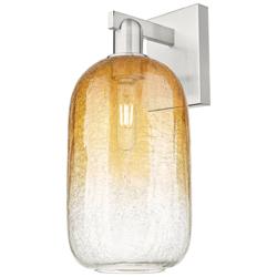 Brookhaven Cloche 16.75"H Satin Nickel Wall Sconce w/ Amber Shade