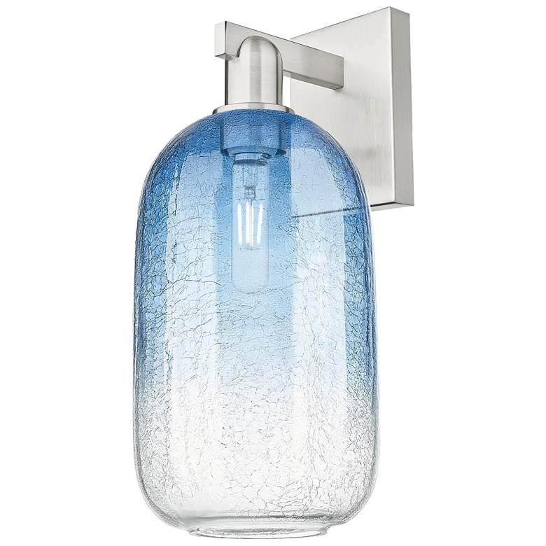 Image 1 Brookhaven Cloche 16.75"H Satin Nickel Wall Sconce w/ Sapphire Shade