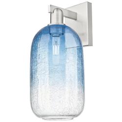 Brookhaven Cloche 16.75"H Satin Nickel Wall Sconce w/ Sapphire Shade