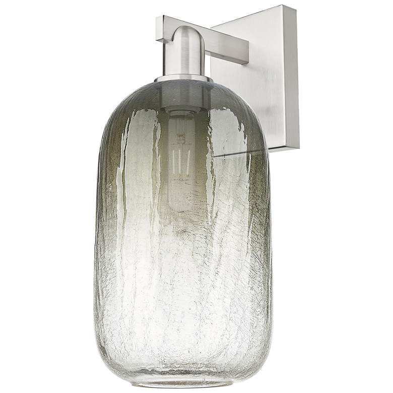 Image 1 Brookhaven Cloche 16.75"H Satin Nickel Wall Sconce w/ Slate Shade