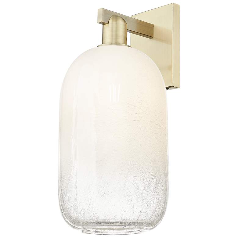 Image 1 Brookhaven Cloche 16.75" High Antique Brass Wall Sconce With Opal Shade