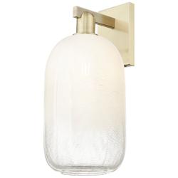 Brookhaven Cloche 16.75" High Antique Brass Wall Sconce With Opal Shade