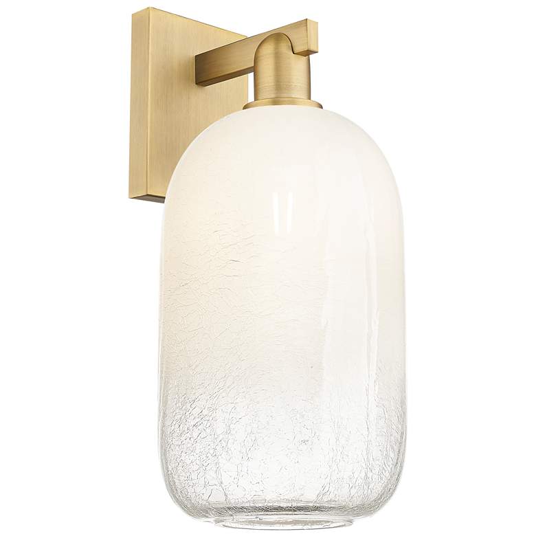 Image 1 Brookhaven Cloche 16.75" High Brushed Brass Wall Sconce With Opal Shade