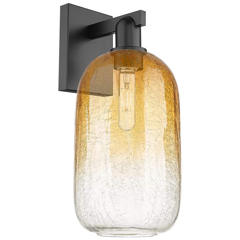 Image 1 Brookhaven Cloche 16.75" High Matte Black Wall Sconce With Amber Shade